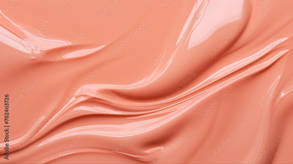 Fuzz peach color glossy background. Generative AI