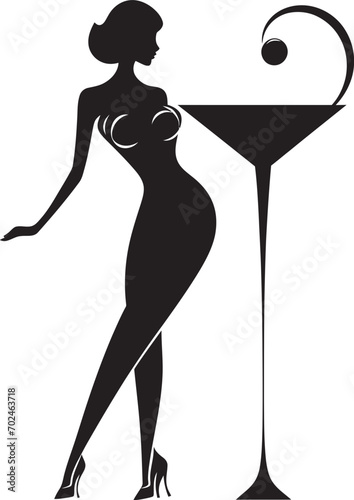 Sleek Indulgence Black Drink Emblematic Design Sophisticated Sips Vector Black Cocktail Icon