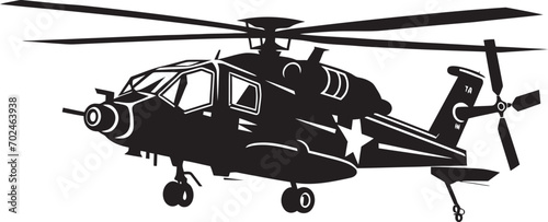 Aerial Precision Emblematic Black Helicopter Lethal Force Vector Black Combat Helicopter