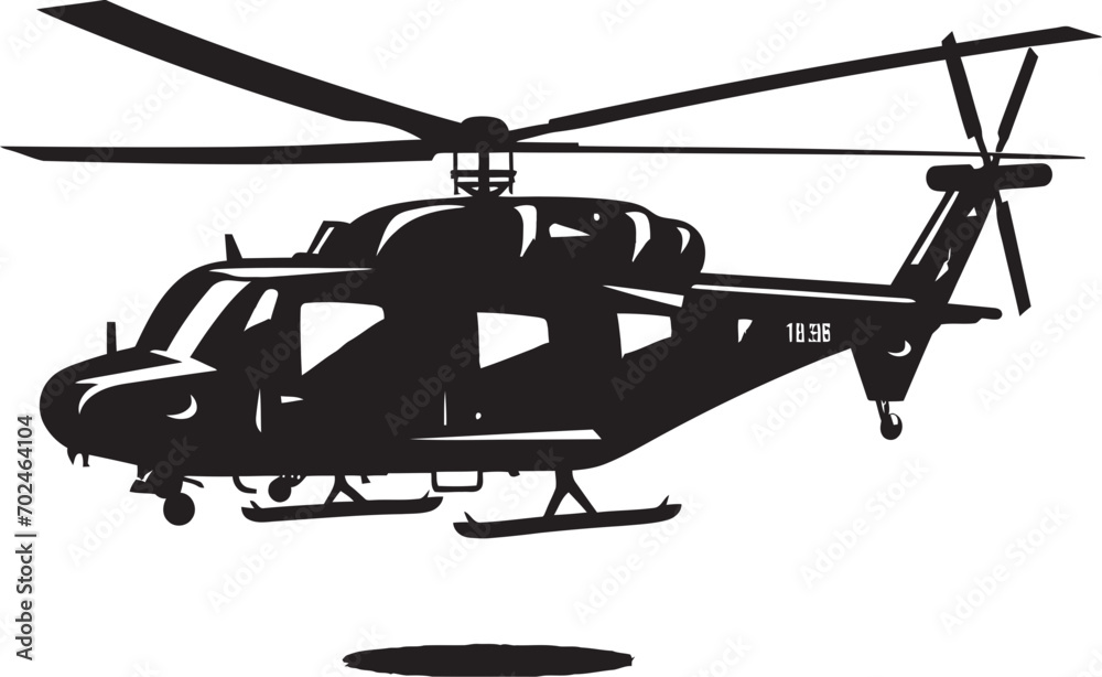 Fototapeta premium Aerial Precision Emblematic Black Helicopter Lethal Force Vector Black Combat Helicopter