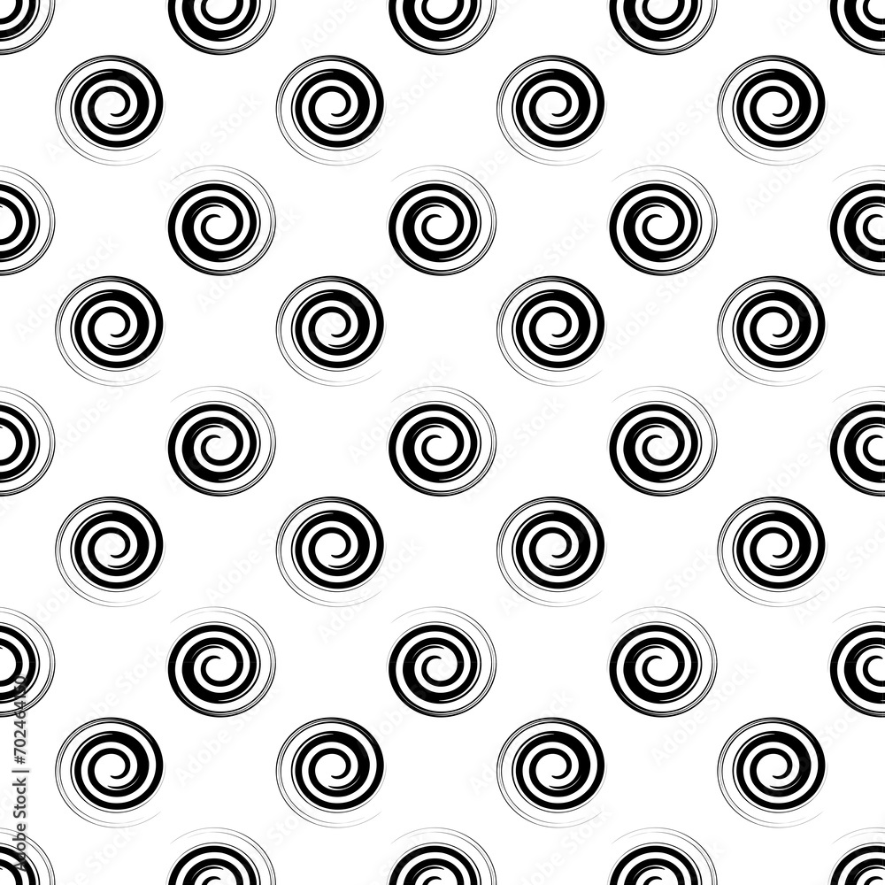 Seamless monochrome black on transparant spiral polka dot pattern useful for textile, fabric, wrapping paper, wallpaper, … original design, png