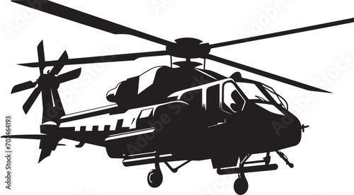 Elegant Strike Vector Black Helicopter Iconic Representation Sleek Enforcer Black Combat Helicopter Emblematic Concept