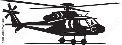 Aerial Precision Vector Black Helicopter Symbolic Symbol Lethal Force Black Combat Helicopter Iconic Design