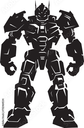 Lethal Vigilant Vector Black Combat Machine Symbol Precision Enforcer Black Armed Android Emblematic Design