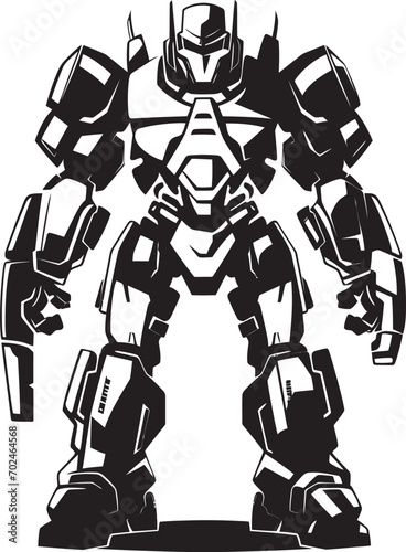 Lethal Vigilant Black Armed Android Iconic Symbolism Precision Enforcer Vector Black Combat Cyborg Design