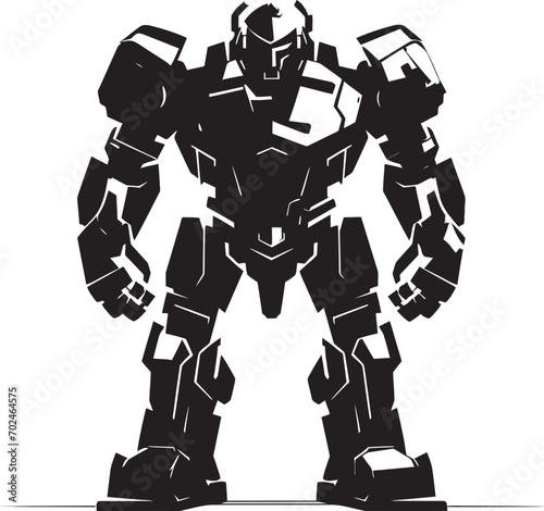 Precision Enforcer Vector Black Combat Cyborg Design Elegant Sentinel Black Armed Robot Emblematic Precision