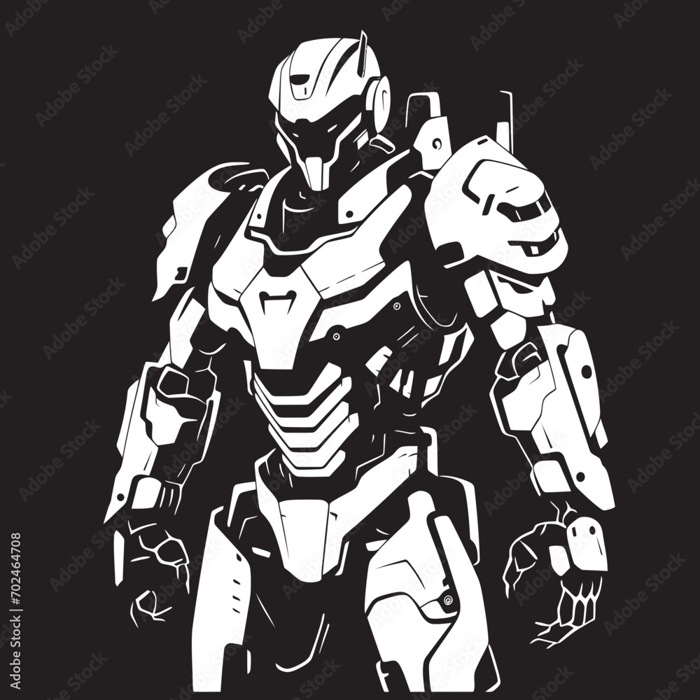 Stealth Vanguard Black Combat Robot Emblem Aegis Sentinel Vector Black Armed Bot Symbol Stealth Vanguard Black Combat Robot Emblem Aegis Sentinel Vector Black Armed Bot Symbol