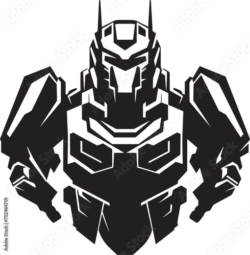 Warrior Sentinel Black Armed Robot Iconic Symbolism Elegant Enforcer Vector Black Combat Machine Precision