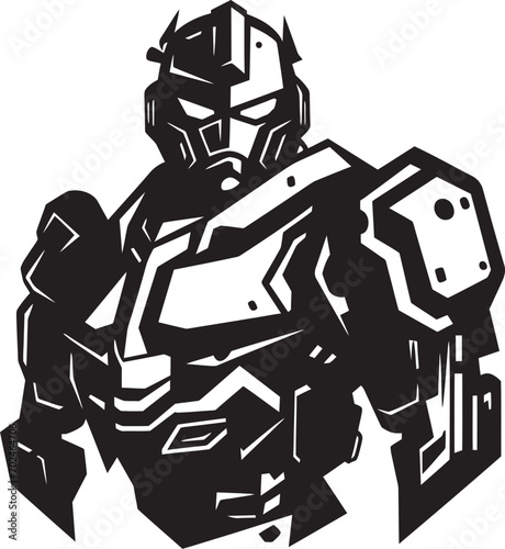 Elegant Enforcer Vector Black Combat Machine Precision Stealth Vanguard Black Combat Robot Emblem