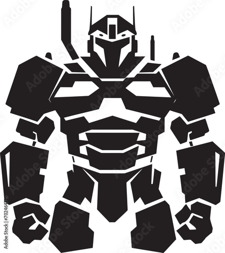 Aegis Sentinel Vector Black Armed Bot Symbol Sleek Enforcer Black Combat Robot Icon Design