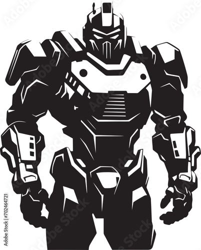 Precision Enforcer Vector Black Combat Cyborg Emblem Dynamic Protector Black Armed Robot Icon