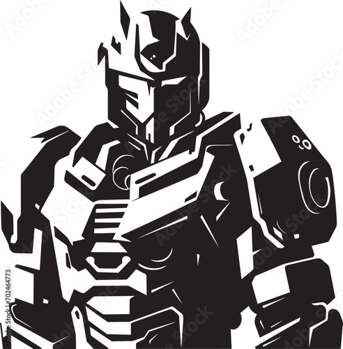 Combat Guardian Vector Black Armed Android Symbolism Stealth Sentry Black Combat Quadcopter Emblem