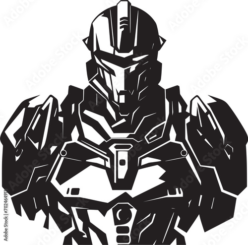 Lethal Vigilant Vector Black Combat Android Symbolism Precision Enforcer Black Armed Robot Emblematic Emblem