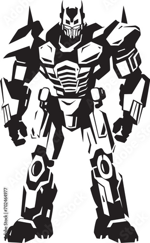 Lethal Vigilant Black Armed Robot Iconic Symbolism Precision Enforcer Vector Black Combat Machine Symbol