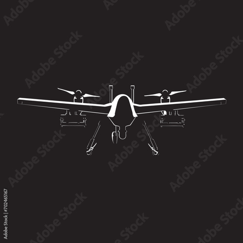 Precision Enforcer Vector Black Combat Drone Symbolism Elegant Sentinel Black Armed Quadcopter Symbol