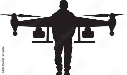 Precision Enforcer Black Armed Quadcopter Symbolism Elegant Sentinel Vector Black Combat Drone Precision