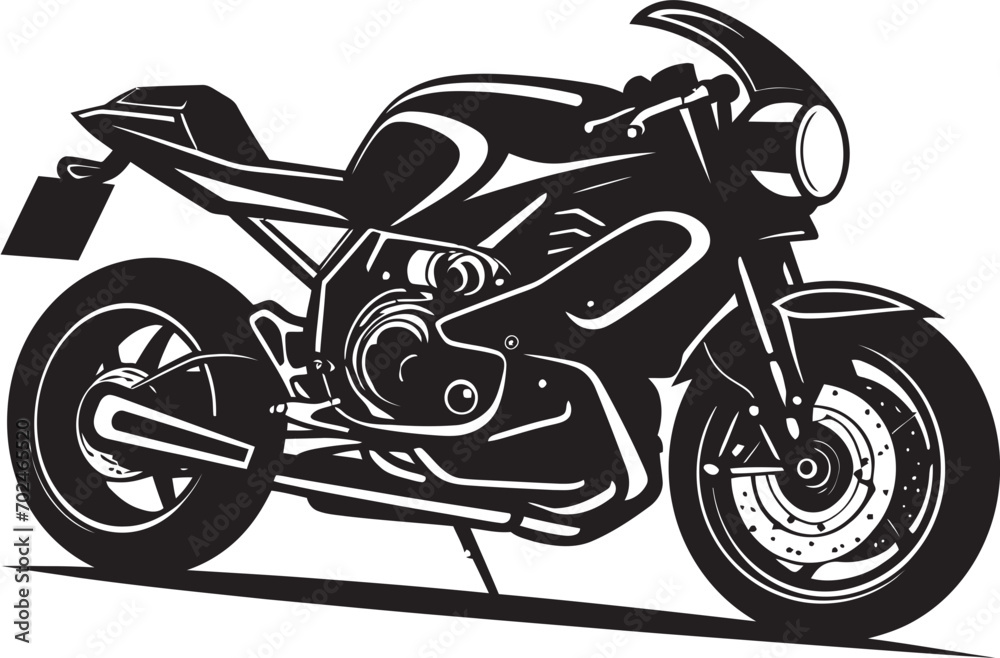 Fototapeta premium Cruiser Elegance Black Cafe Racer Symbolic Identity Speed Heritage Vector Black Bike Iconic Mark