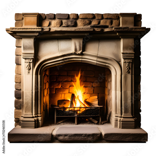 Old Fireplace Isolated on Transparent Background