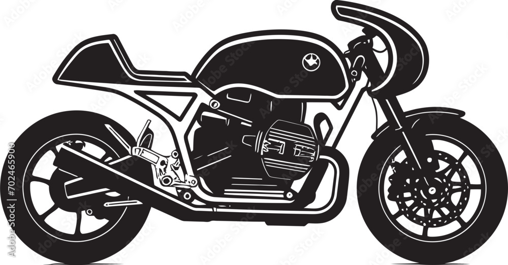 Naklejka premium Heritage Fusion Vector Black Cafe Racer Symbol Retro Precision Black Cafe Racer Emblematic Identity