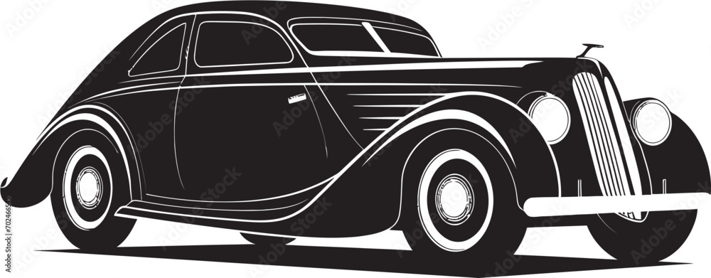Nostalgic Speed Black Vector Vintage Car Emblem Retro Essence Vintage Car Iconic Black Symbol