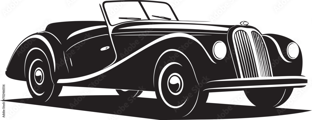 Vintage Precision Vintage Car Black Iconic Mark Historic Elegance Black Vector Car Emblematic Design