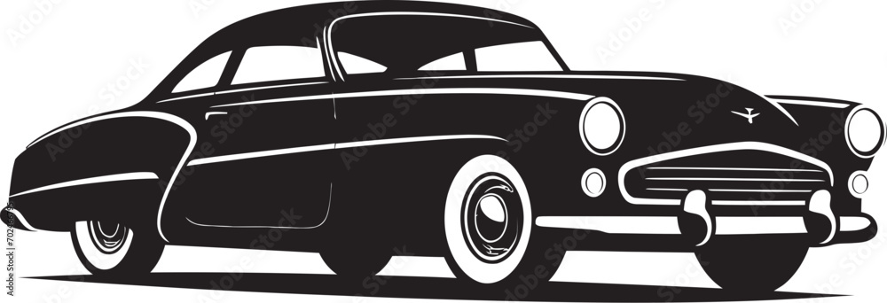 Retro Identity Black Vector Vintage Car Precision Nostalgic Charm Concept Vintage Car Iconic Emblem