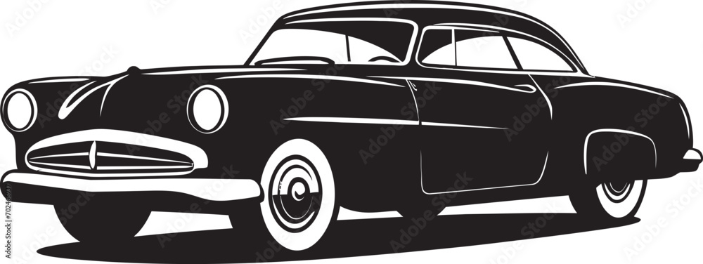 Antique Elegance Black Vector Vintage Car Symbolism Timeless Revival Concept Vintage Car Emblematic Design