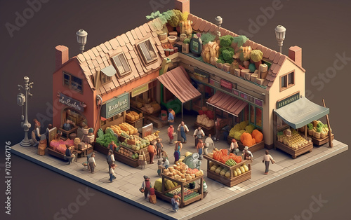 Diorama of a market