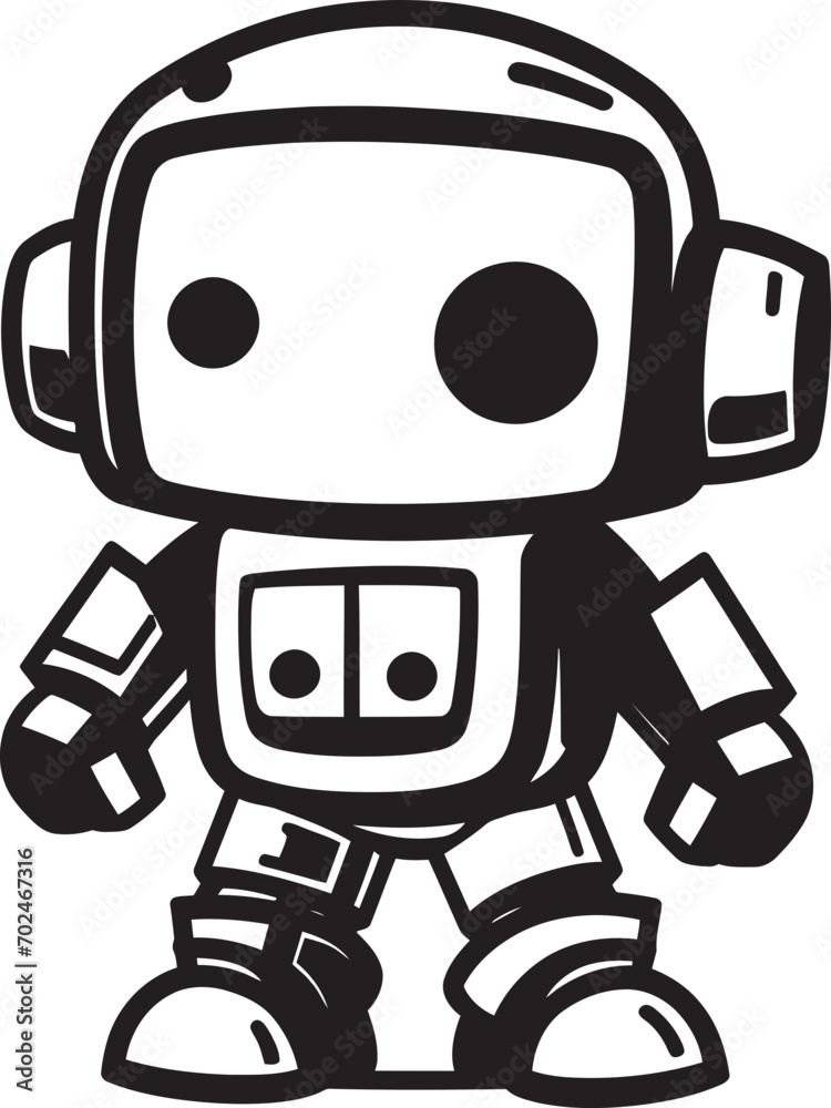 Tiny Trooper Combat Robot in Black Vector Petite Protector Cute Tiny Combat Bot Logo Tiny Trooper Combat Robot in Black Vector Petite Protector Cute Tiny Combat Bot Logo