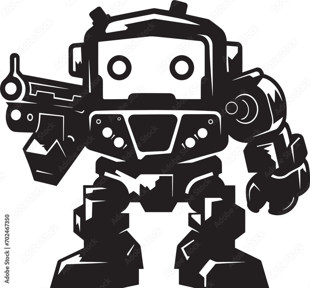 Adorable Defender Cute Tiny Combat Bot Emblem Pocket Protector Black Vector Cute Combat Robot Icon Adorable Defender Cute Tiny Combat Bot Emblem Pocket Protector Black Vector Cute Combat Robot Icon