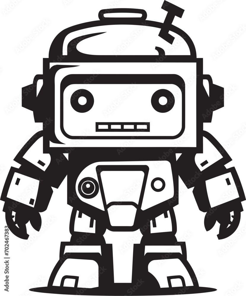 Tiny Titan Combat Robot in Black Vector Design Bitty Battler Cute Tiny Combat Bot Symbol