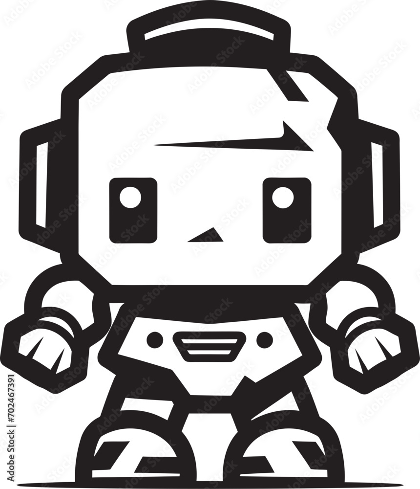 Nano Knight Combat Robot in Black Vector Design Mini Mech Tiny Combat Robot in Black Vector Logo Nano Knight Combat Robot in Black Vector Design Mini Mech Tiny Combat Robot in Black Vector Logo