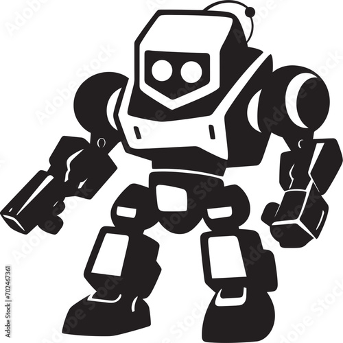 Micro Guardian Black Vector Combat Robot Symbol Sweet Sentinel Cute Tiny Combat Bot Emblem