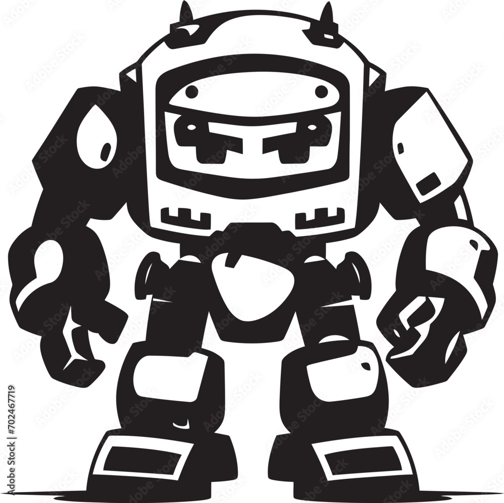 Adorable Defender Cute Tiny Combat Bot Emblem Pocket Protector Black Vector Cute Combat Robot Icon Adorable Defender Cute Tiny Combat Bot Emblem Pocket Protector Black Vector Cute Combat Robot Icon