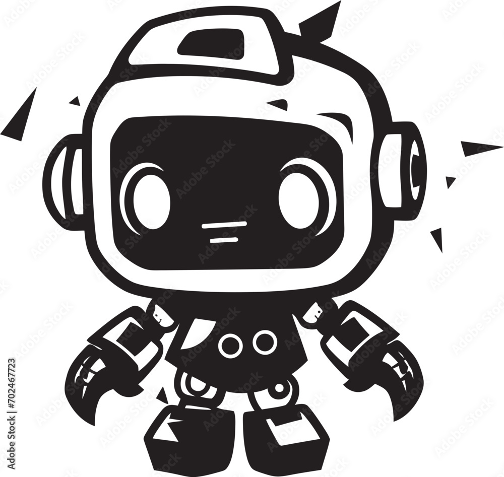 Mini Mech Tiny Combat Robot in Black Vector Logo Adorable Defender Cute Tiny Combat Bot Emblem Mini Mech Tiny Combat Robot in Black Vector Logo Adorable Defender Cute Tiny Combat Bot Emblem
