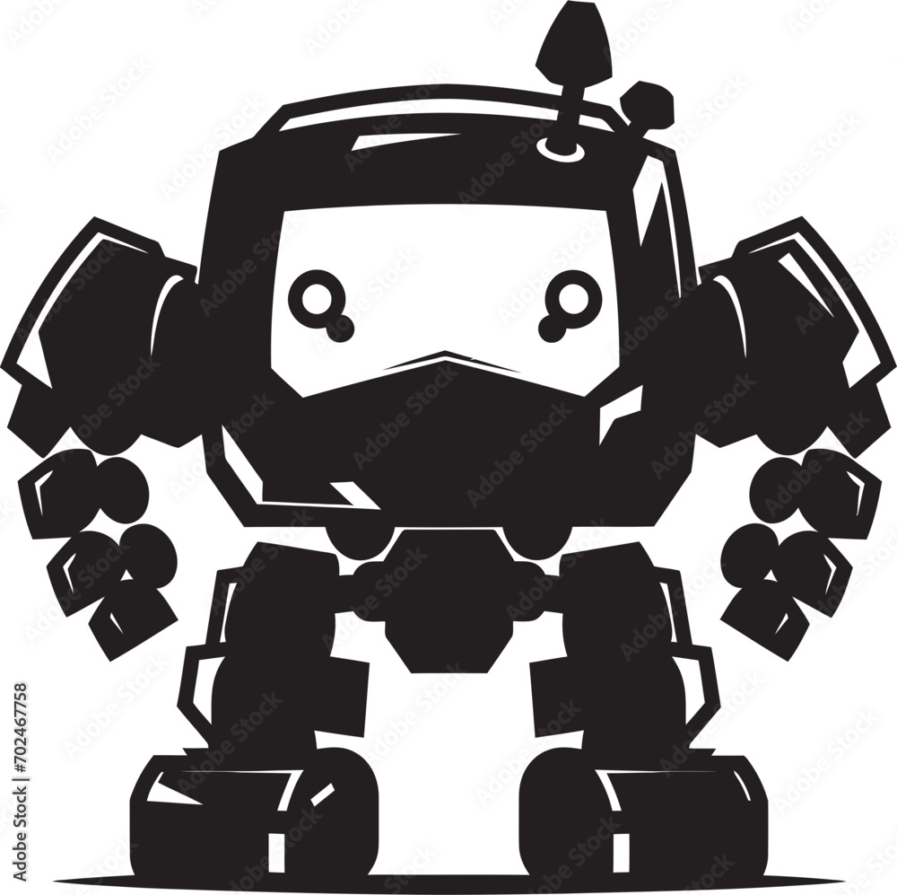 Nano Knight Combat Robot in Black Vector Design Mini Mech Tiny Combat Robot in Black Vector Logo Nano Knight Combat Robot in Black Vector Design Mini Mech Tiny Combat Robot in Black Vector Logo