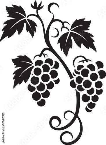 Vineyard Harvest Grapevine with Grapefruit Emblem Grapevine Unity Black Vector Logo Icon