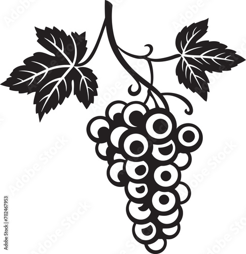 Vineyard Harvest Grapevine with Grapefruit Emblem Grapevine Unity Black Vector Logo Icon
