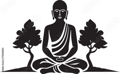 Eternal Wisdom Black Vector Buddha Symbolism Spiritual Harmony Lord Buddha Black Emblem