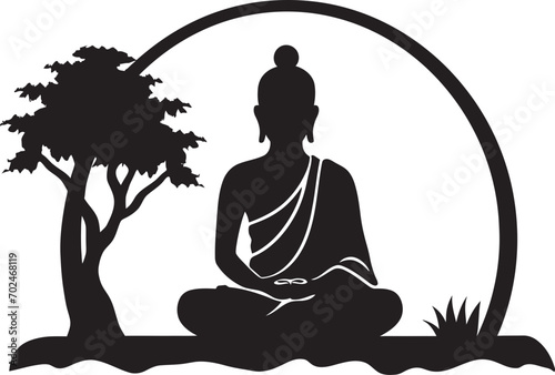 Silent Serenity Black Vector Buddha Icon Enlightenments Grace Lord Buddha Emblem