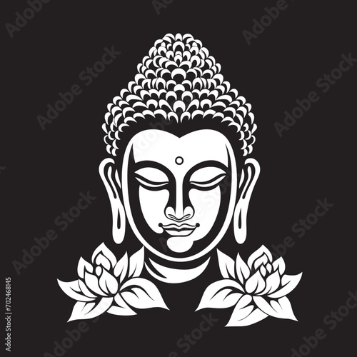 Spiritual Harmony Lord Buddha Black Emblem Mystic Enlightenment Buddha in Black Vector