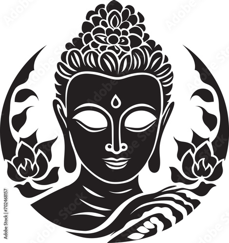 Buddhas Silence Black Vector Buddha Symbol Sacred Tranquility Lord Buddha Black Design
