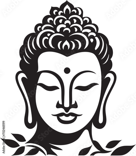 Zen Harmony Buddha in Black Vector Symbolism Spiritual Icon Black Vector Lord Buddha Logo