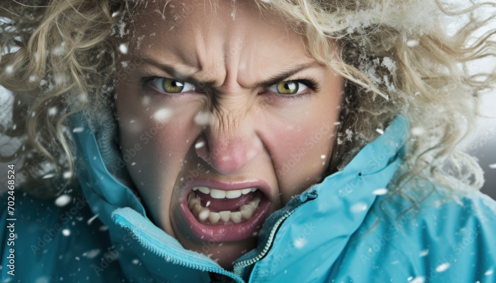 Its cold and a angry blonde woman screaming while snow is falling Its cold and a angry blonde woman screaming while snow is falling