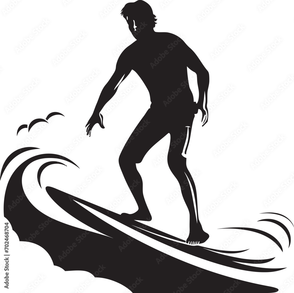 Seaside Glide Black Vector Surfing Symbolism Riding the Waves Guy Surfing Black Icon Seaside Glide Black Vector Surfing Symbolism Riding the Waves Guy Surfing Black Icon