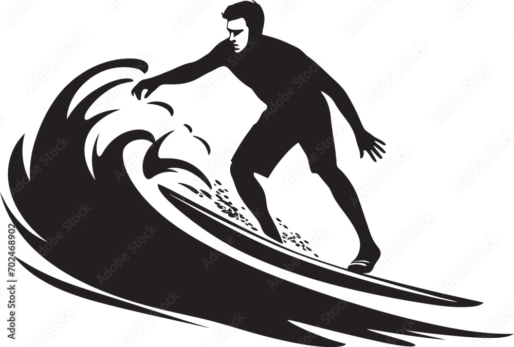 Wave Riders Emblem Guy Surfing in Black Oceans Momentum Black Vector Surfing Symbol Wave Riders Emblem Guy Surfing in Black Oceans Momentum Black Vector Surfing Symbol