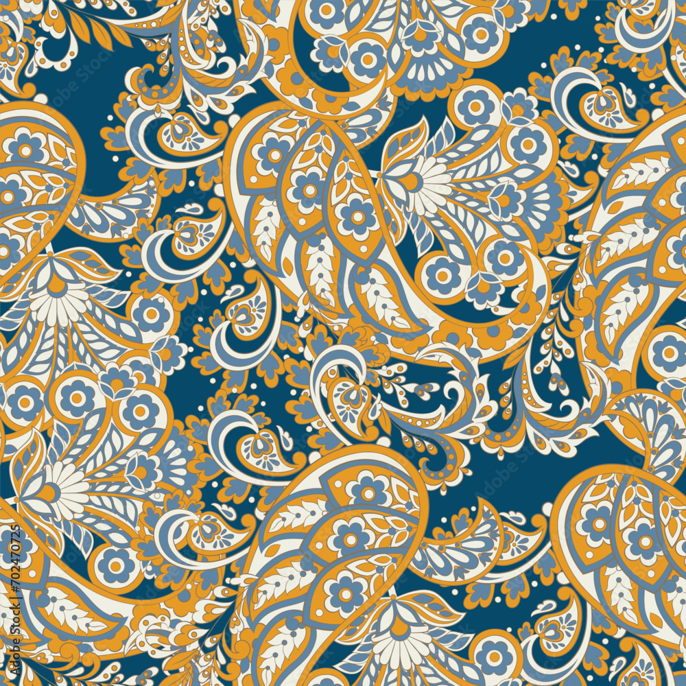 Paisley seamless vector floral pattern. Damask vintage background