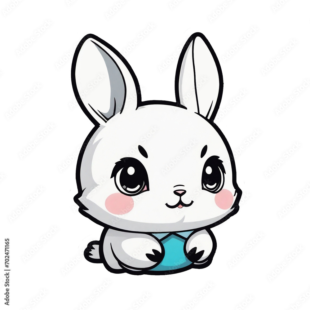 white rabbit kawaii sticker graphics