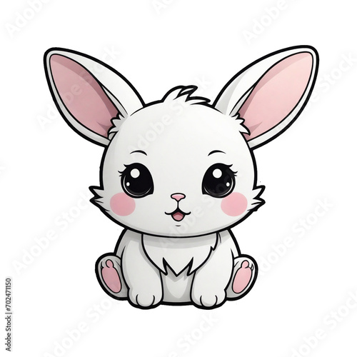 white rabbit kawaii sticker graphics