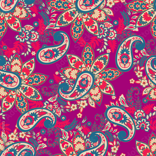 Paisley seamless vector floral pattern. Damask vintage background